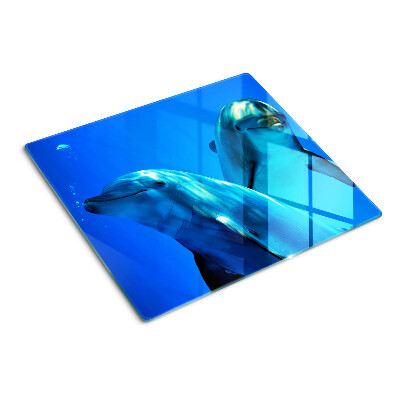 Planche à découper en verre Dauphins dans l'eau
