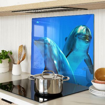 Planche à découper en verre Dauphins dans l'eau