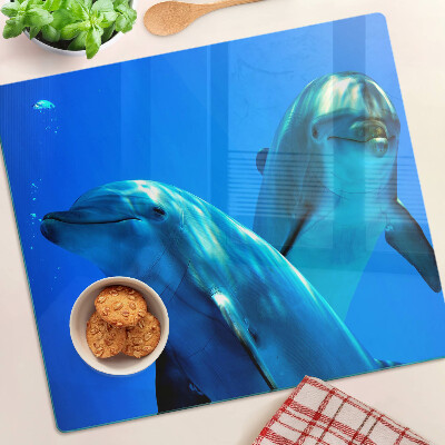 Planche à découper en verre Dauphins dans l'eau