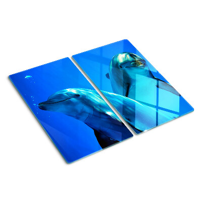 Planche à découper en verre Dauphins dans l'eau