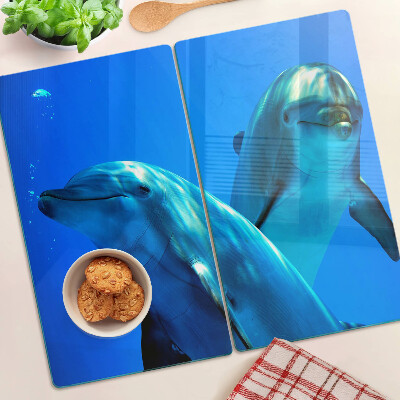 Planche à découper en verre Dauphins dans l'eau