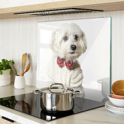 Planche à découper verre Chien dans un pull avec un nœud