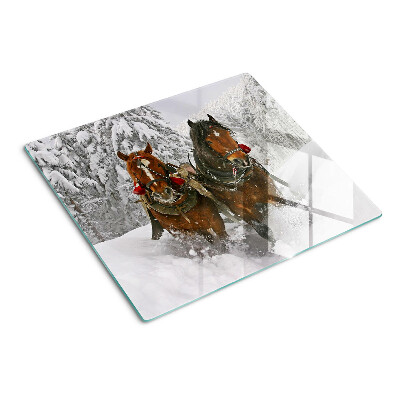 Planche à découper verre Chevaux de trait dans la neige