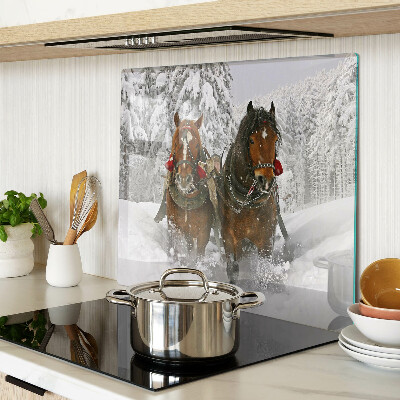 Planche à découper verre Chevaux de trait dans la neige