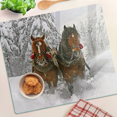 Planche à découper verre Chevaux de trait dans la neige
