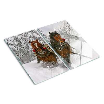 Planche à découper verre Chevaux de trait dans la neige