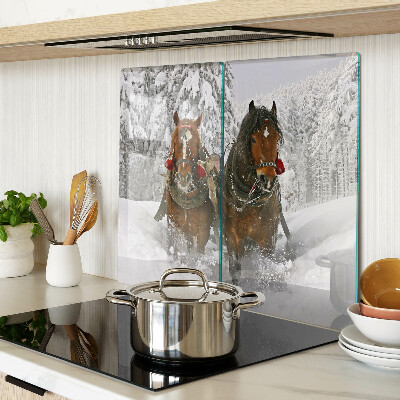 Planche à découper verre Chevaux de trait dans la neige