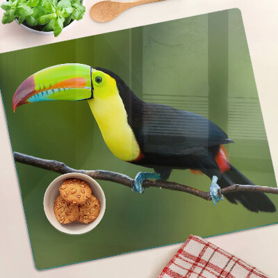 Planche à découper verre Toucan sur une branche