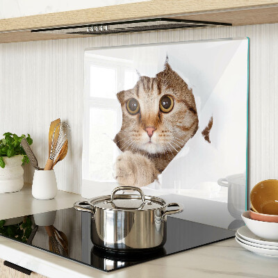 Planche à découper verre Un chat sortant d'un trou