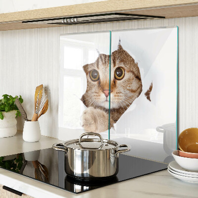 Planche à découper verre Un chat sortant d'un trou