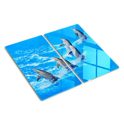 Planche à découper en verre Dauphins sautant par-dessus les vagues