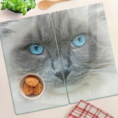 Planche à découper en verre Chat aux yeux bleus