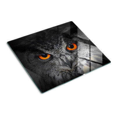 Planche à découper verre Chouette aux yeux orange