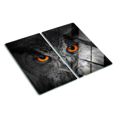 Planche à découper verre Chouette aux yeux orange