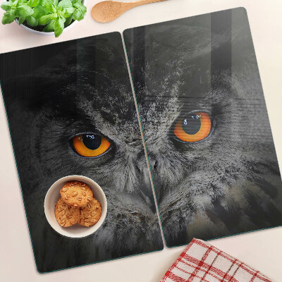 Planche à découper verre Chouette aux yeux orange