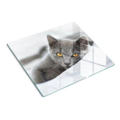 Planche à découper verre Chat aux yeux jaunes