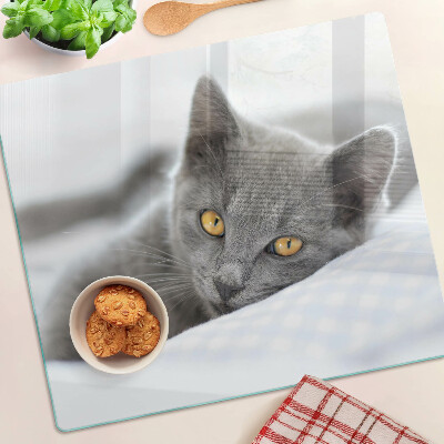 Planche à découper verre Chat aux yeux jaunes
