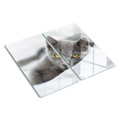 Planche à découper verre Chat aux yeux jaunes