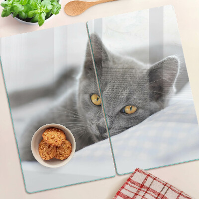 Planche à découper verre Chat aux yeux jaunes