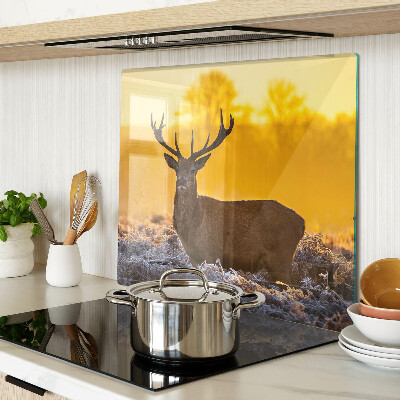 Planche à découper verre Cerf dans le paysage matinal