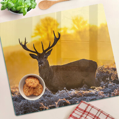 Planche à découper verre Cerf dans le paysage matinal