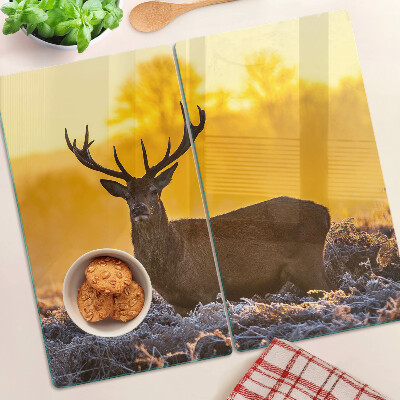 Planche à découper verre Cerf dans le paysage matinal