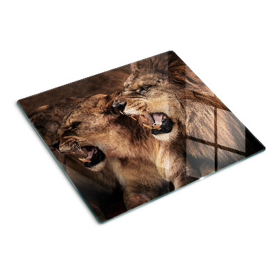 Planche à découper en verre Lions rugissants