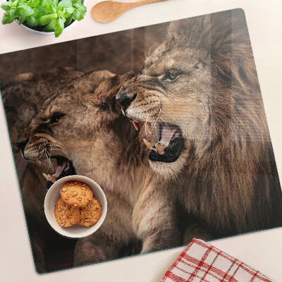 Planche à découper en verre Lions rugissants