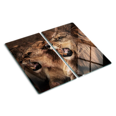 Planche à découper en verre Lions rugissants