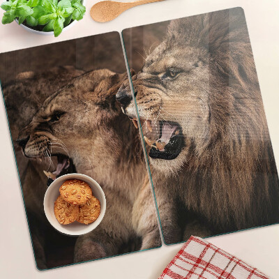 Planche à découper en verre Lions rugissants