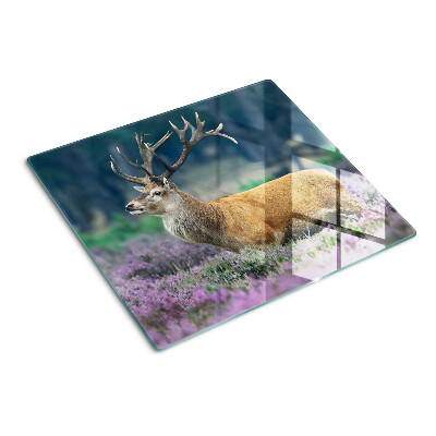 Planche à découper verre Cerf dans un paysage de lavande