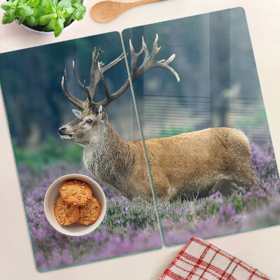 Planche à découper verre Cerf dans un paysage de lavande