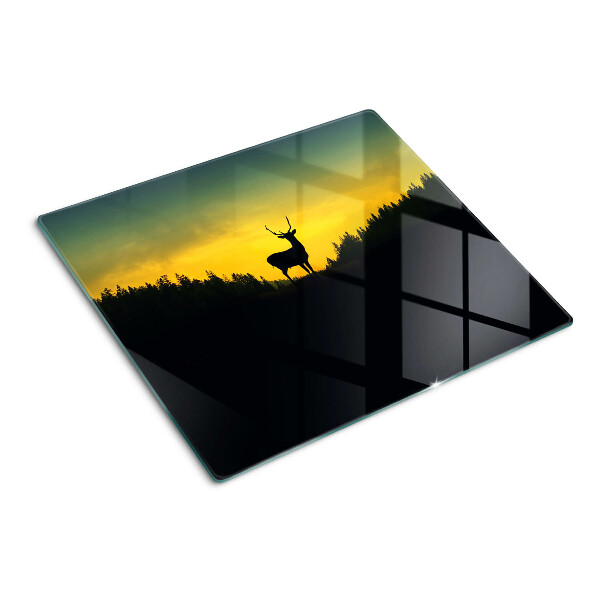 Planche à découper en verre Cerf sur fond de soleil couchant
