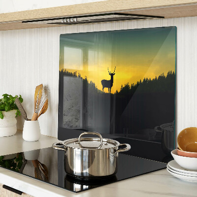 Planche à découper en verre Cerf sur fond de soleil couchant