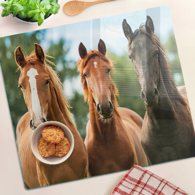 Planche à découper verre Chevaux dans la nature