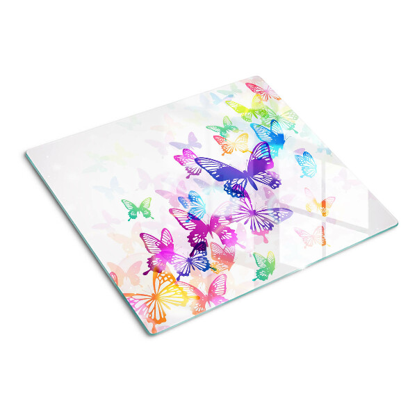 Planche à découper en verre Motif de papillons volants colorés