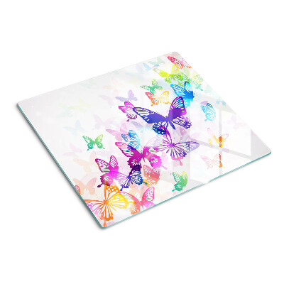 Planche à découper en verre Motif de papillons volants colorés