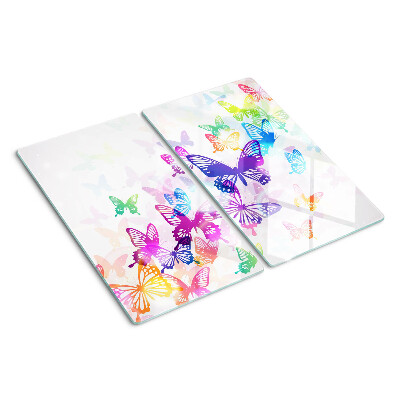 Planche à découper en verre Motif de papillons volants colorés