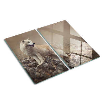Planche à découper en verre Loup sur une montagne rocheuse
