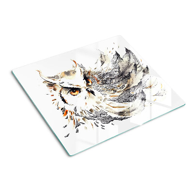 Planche à découper verre Chouette avec des plumes