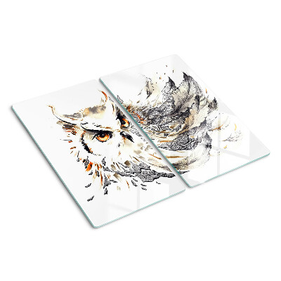 Planche à découper verre Chouette avec des plumes