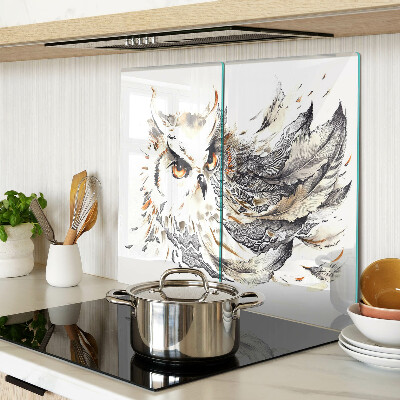 Planche à découper verre Chouette avec des plumes