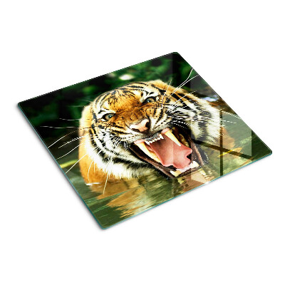 Planche à découper verre Tigre à l'attaque