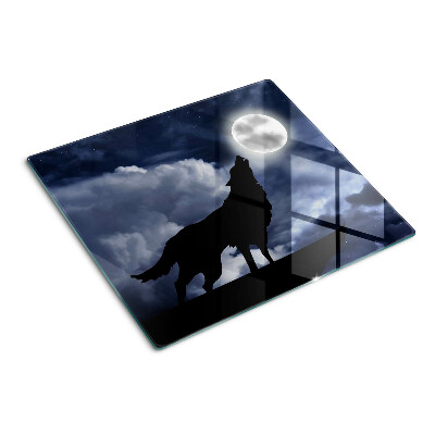Planche à découper verre Loup au clair de lune