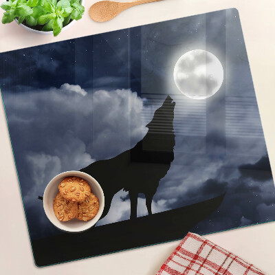 Planche à découper verre Loup au clair de lune