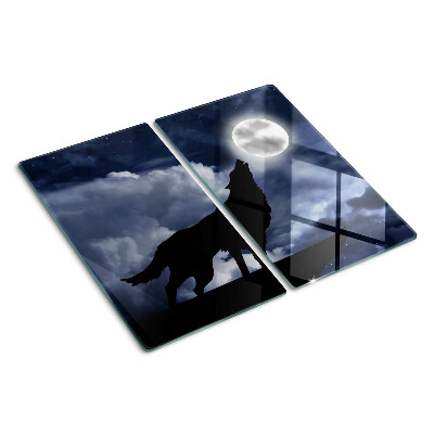 Planche à découper verre Loup au clair de lune