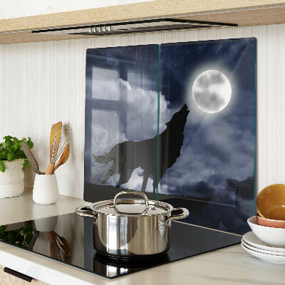 Planche à découper verre Loup au clair de lune