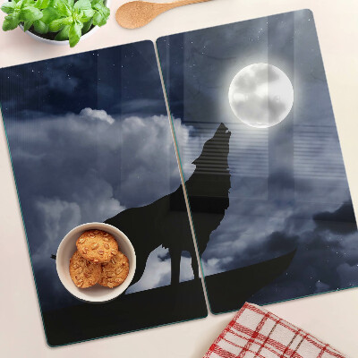Planche à découper verre Loup au clair de lune