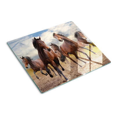 Planche à découper en verre Chevaux courant dans le pâturage