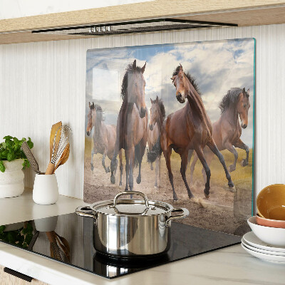 Planche à découper en verre Chevaux courant dans le pâturage